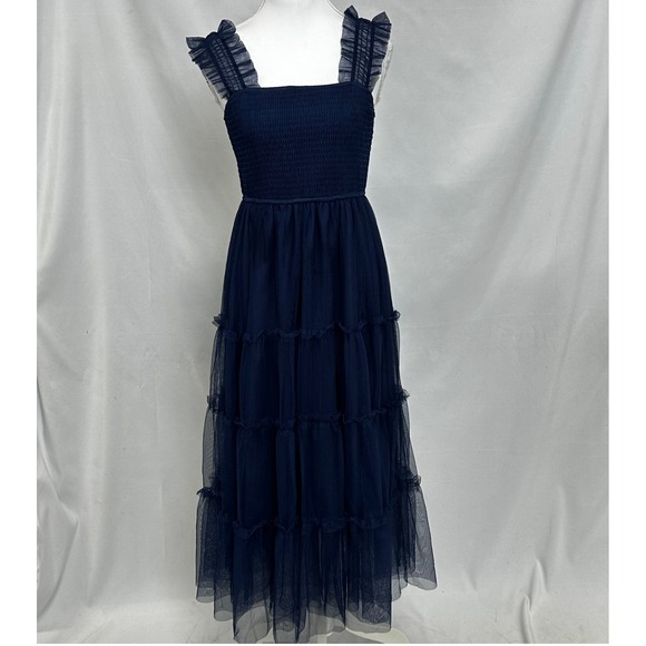 PrettyGarden Dresses & Skirts - Pretty Garden Sz S Square Neck Midi Dress Blue Tulle Fairycore Balletcore